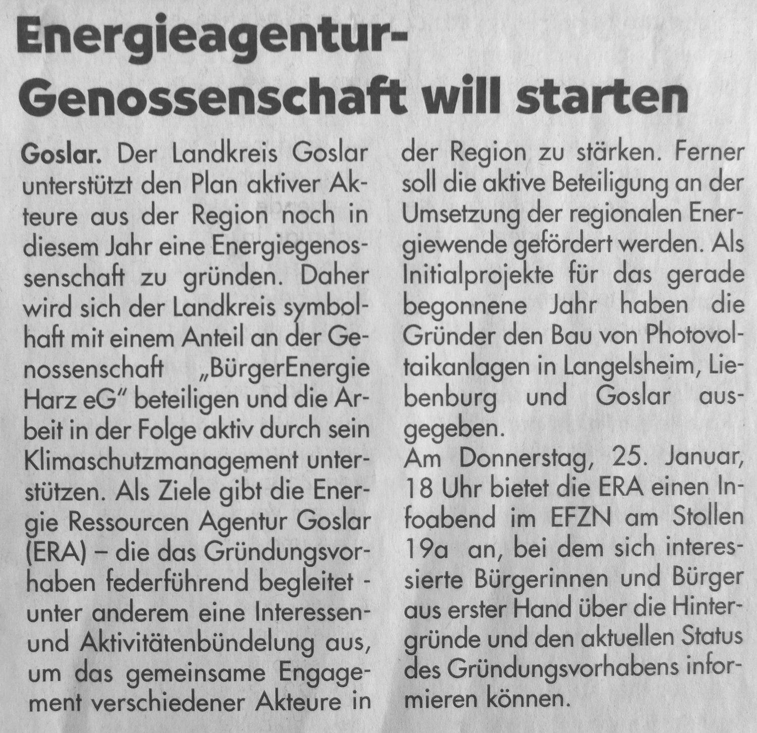 180121 HP Energieagentur Genossenschaft will starten